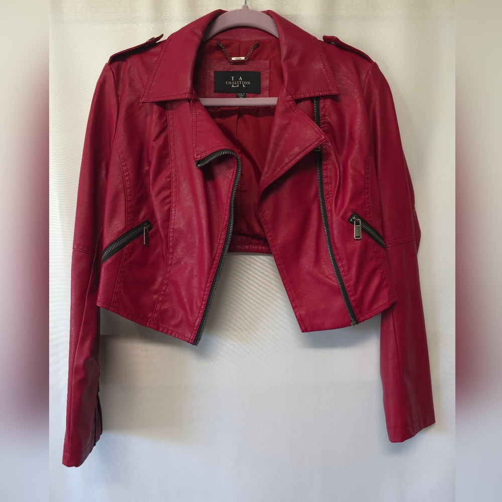 Red Faux Leather Jacket